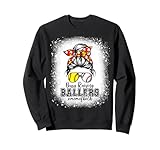 Messy Bun Mom Of Both Baseball Softball Busy Raising Ballers Sweatshirt