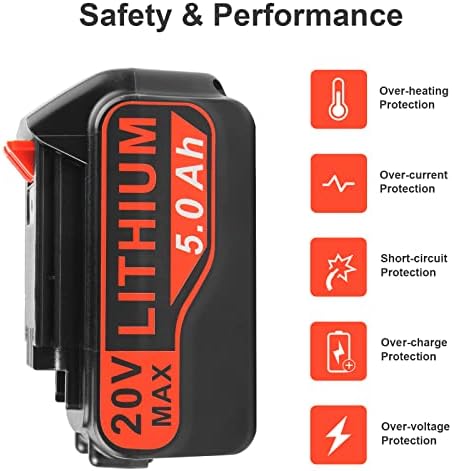 18V/20V MAX 5.0Ah Battery for BLACK+DECKER ASUNCELL Replacement Li-ion Battery for Black and Decker Cordless Power Tool System Compatible with BL2018 LBX Series