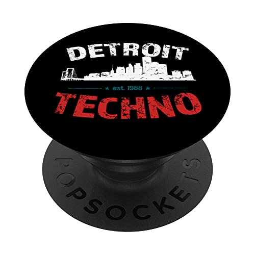 Detroit Techno Skyline, festival techno underground, rave PopSockets PopGrip Intercambiabile