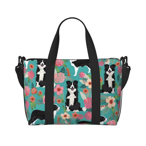 Sac de nuit Border Collie noir idéal pour voyage et natation