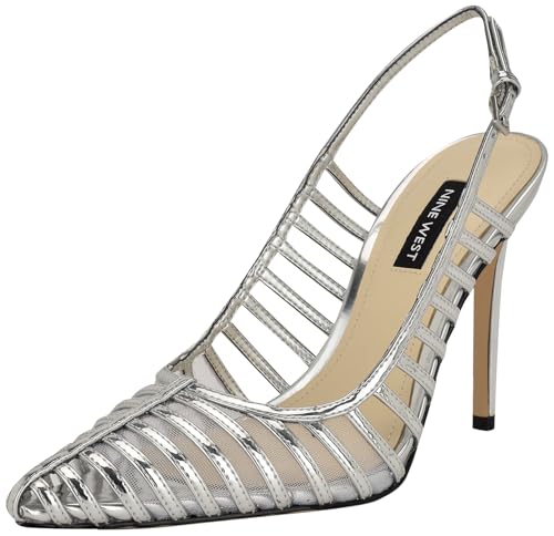 Nine West Women's Filane Pump, Silver Mirror Metallic 040, 8