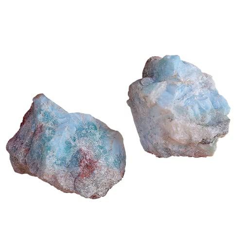 Larimar - Atlantis Dolphin Stone , Blue Pectolite from Dominican Republic Natural raw rough Healing Crystal Gemstone Larimar Specimen 2pc set