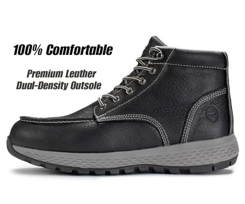 Image of SUREWAY Men's Lightweight Casual Wedge Soft Moc Toe Work Boots,Comfort Insole, Superior Oil /Slip Resistant,Men's Construction Industrial Safety Working Boots /Shoes - Black
