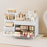 Aucun assemblage nécessaire : prêt à l'emploi dès la sortie de la boîte. Il suffit de le placer sur votre coiffeuse de salle de bain ou sur votre coiffeuse pour une organisation et un rangement instantanés. Conçu avec un fond antidérapant pour garder l'organisateur de salle de bain stable sur les surfaces lisses