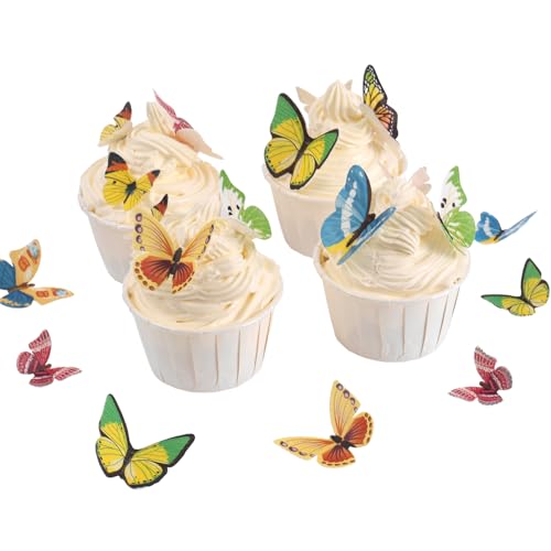 YOcity Wafer Paper Butterflies Cake Toppers Edible Butterfly Cake Decorations 60 Pcs Small Pastel Cupcake Topper For Wedding Party Birthday Baby Shower Mix Color and Assorted Size