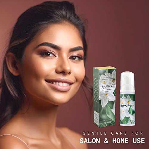 Lyon Lash Eyelash Extension Shampoo (Jasmine), Gentle Formula Paraben & Sulfate Free, Oil Free Foam Cleanser Kit | Remove Eye Makeup & Oil & Dust | Professional Salon And Home Use (60Ml + 1 Mascara Wand + 1 Cleansing Brush) #TOP2
