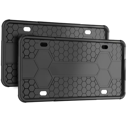 2Pack Premium Matte Black Silicone License Plate Frames License Plate Holder ZOMETUO Universal Car License Plate Frame Cover for Women/Man Brackets Rust-Proof Weather & Rattle-Proof