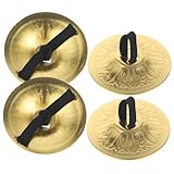 Toyvian 2 Paar Fingerzimbeln Set Kupfersymbole Instrument Finger Becken Messing Zum Üben Von Schlaginstrumenten FüR Jungen und Mädchen AuffüHrungen Tanzunterricht und Wettbewerbe