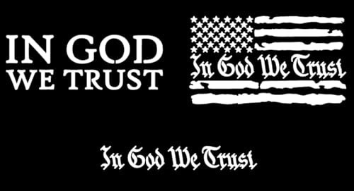 in God We Trust Decal 3 Pack: in God We Trust Flag, Calligraphy Vinyl Decals (Large ~6", White) by Conservacals - Used condition - US$9.49