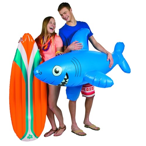 Fun Express Inflatable Surfboard 60x20 Luau Party Decorations - Beach Theme Party Decorations for Kids Pool Parties | Tropical Hawaiian Surf Board Inflatable Toy for Summer Events & Photo Props