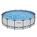 Bestway Steel Pro MAX 16 Foot x 48 Inch Round Metal Frame Above Ground Outdoor Swimming Pool Set with 1,000 Filter Pump, Ladder, and Cover
