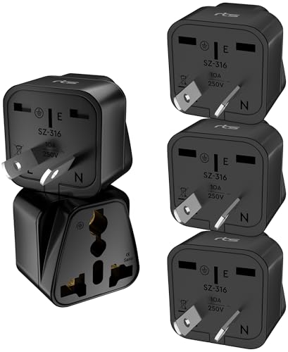 India to Australia New Zealand China Plug Adapter & More Travel Essentials Converter Universal Travel Adapter Plug Perfect for Smartphones Laptop Camera iPhone Tablets Chargers & More (5 Pack) Black