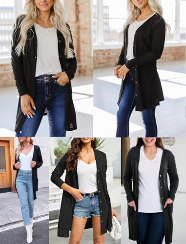 Yekaty Lightweight Cardigans for Women Summer Long Sleeve Open Front Sweaters Button Down Outwear2
