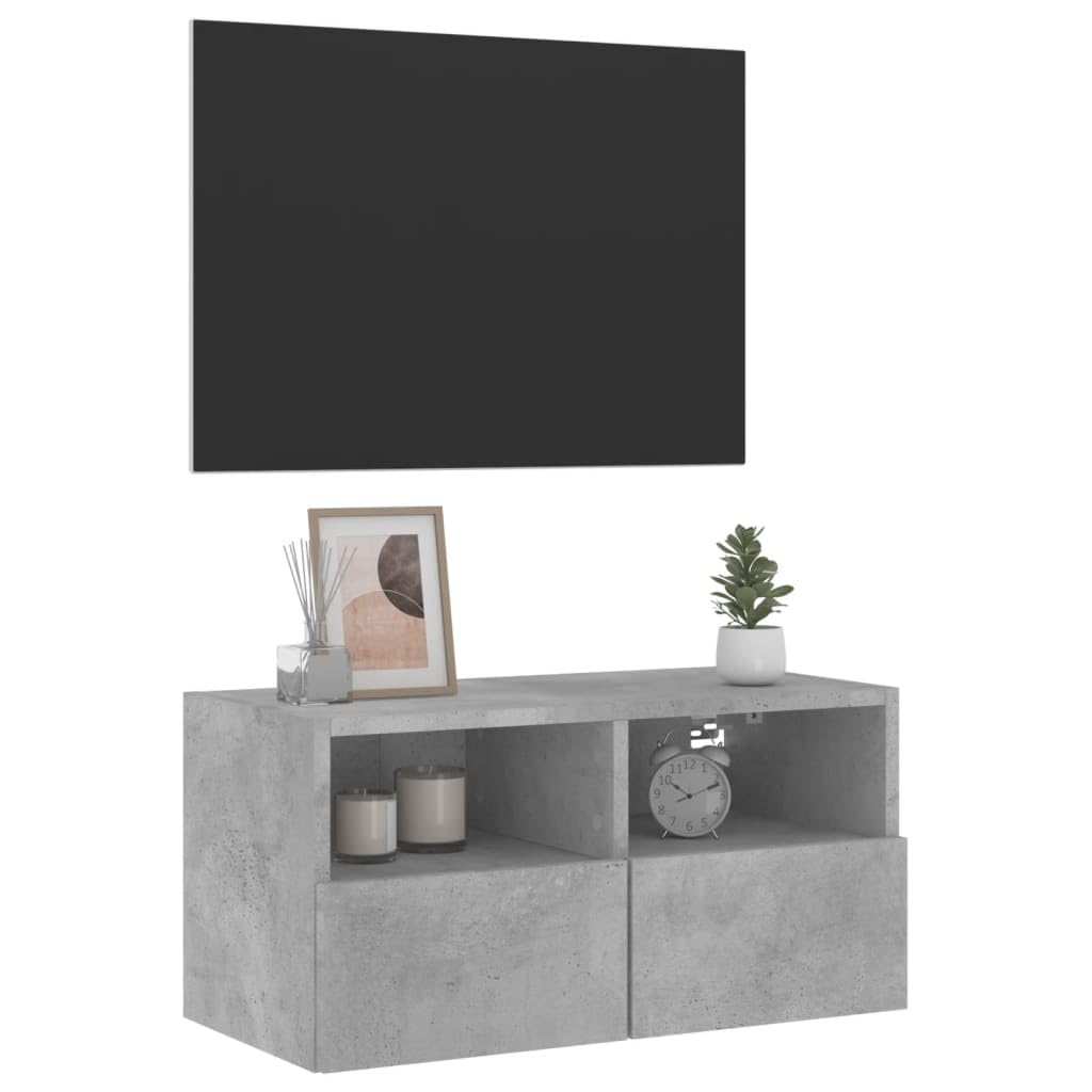 Hothingwell Szafka pod telewizor ścienna szary beton 60x30x30 cm drewno