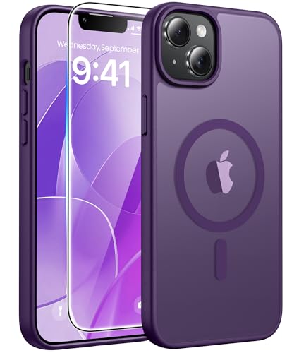 Image of FNTCASE for iPhone 15 Plus Case: for iPhone 14 Plus Case Translucent Matte Military Grade Protective Phone Cover - Slim Anti-Slip Durable Shockproof Drop Protection Cases - Purple