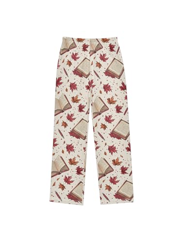ZZKKO Maple Leaves and Book Pen Boys Pants for Kids Jogger Pants with Pockets S