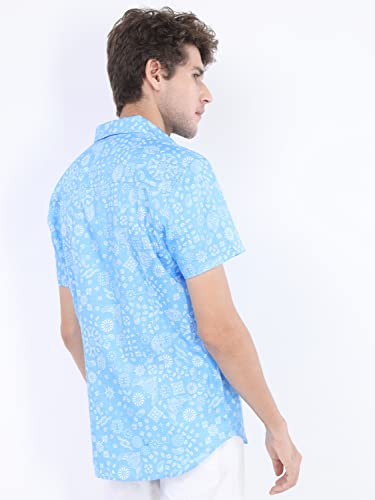 Image of KETCH Men Cotton Slim Fit Printed Half Sleeve Shirt