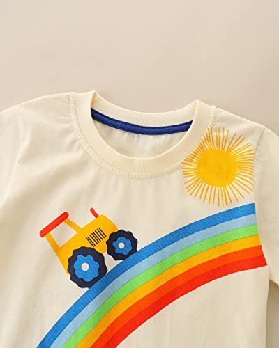 Image of HILEELANG Toddler Boy Summer Short Clothes Sets Cotton Crewneck Tees Shorts Pocket Adjustable Knite Shorts Playwear Sets