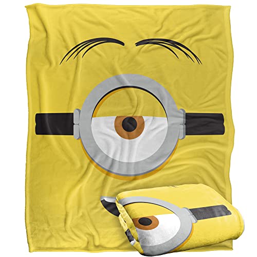 MINIONS Stuart Face Plaid Ultra Doux au Toucher Soyeux – 152 x 127 cm