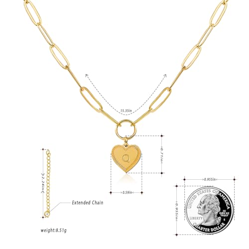 PopTopping Gold Heart Pendant Choker Necklace Heart Initial Pendant Necklaces For Women Alphabet Pendant Necklace — view 4
