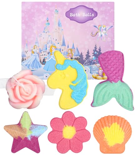 LEAZZLE 6 Fragancias de Bombas de Baño,Hecho a Mano Apto para Baños de Burbujas y Spa,Set de Regalo de Bombas Baño para Niños,Sales de Baño Relajantes y Espuma,Set Regalo para Mujer Niños,Navidad