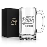 Best Papa Ever Beer Glass - 16oz Beer Mug Drinkware Gift, Fathers Day Present, Best Papa Mug, Gifts From Son and Daughter, Gift For Dad, Daddy's Sippy Cup and Wine Glass, Gift for New Dads