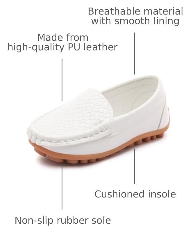 Image of Boys Loafers PU Leather Slip-On Toddler Dress Shoes Non-Slip Sole Kids Moccasins for School Events and Daily Wear
