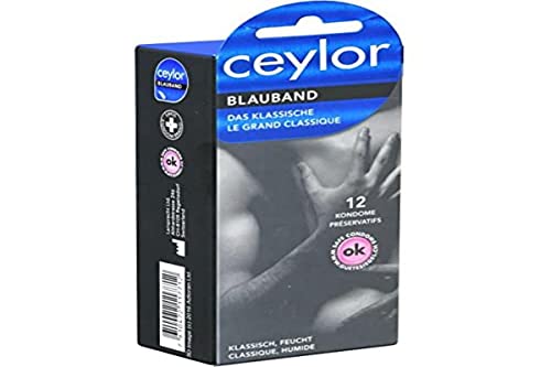 Ceylor Blauband 12 Kondome mit Gleitcreme, verpackt im hygienischen 'Dösli', einfach zu öffnen, schnelleres Überziehen, Premium-Qualität aus der Schweiz