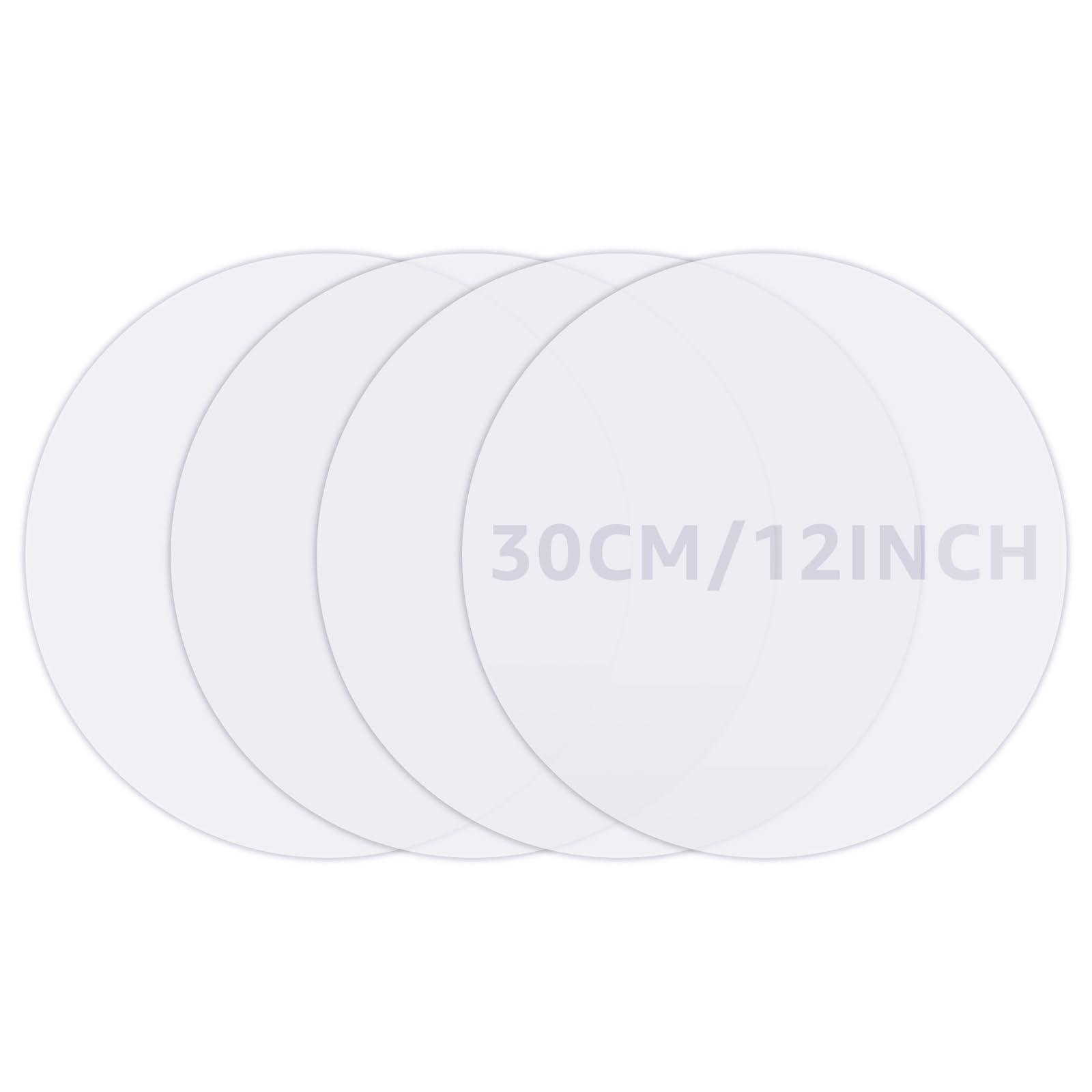 SHUESS Acrylic Discs - 4 Pcs 30 cm Acrylic Circle Blanks - 1.5MM Thick Clear Acrylic Sheets - Transparent Round Acrylic Blanks for Picture Frame, Painting, Craft Project