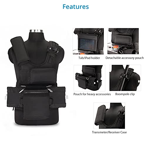 Image of PROAIM ATV Audio Tactical Vest for Sound Recordists & Boom Operators | Breathable tactical vest with multiple storage pouches, MOLLE webbing, and adjustable fit for location sound work