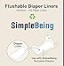 Simple Being Bamboo Cloth Diaper Liner, Flushable 100 Sheets 2-Pack