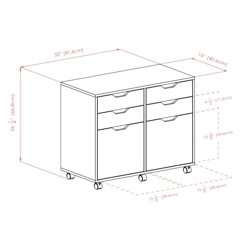 Image of Winsome Halifax Mobile Storage Cabinet with 2 Doors & 4 Drawers, White
