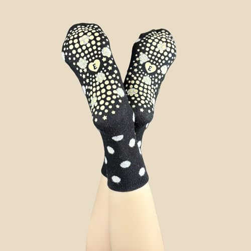 Image of Cute Polka Dot Yoga Socks for Women - 3 Pairs Non Slip Grip Pilates Barre Socks, Cozy Crew Style, US Size 5-9