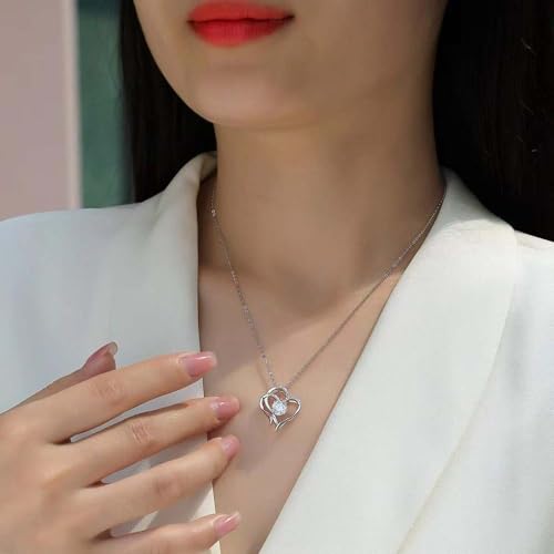 Collier double cœur moissanite argent symbole d'amour éternel - 4