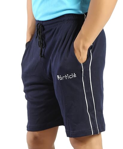 Image of Particle Men's Plus Size Bermuda Lounge Shorts | 230 GSM Ribbed Cotton | Half Pants with Twin Piping | Home, Walk, Travel & Casual Wear | XL to 5XL | Waist 34-52 Inch | 5 Colours