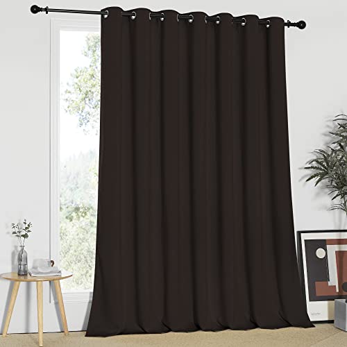NICETOWN Blackout Curtain for Sliding Glass Door - Insulated Window Covering for Dividing Space/Office, Decorative Light Sound Reducing Patio Door Blinds (Brown, W100 x L95)