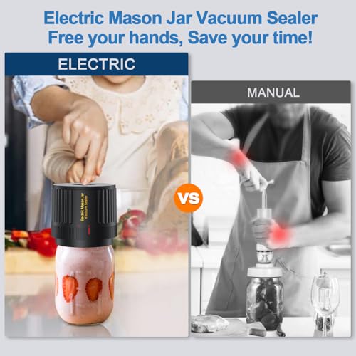 Electric Mason Jar Vacuum Sealer Kit for Wide and Regular Mouth Jars