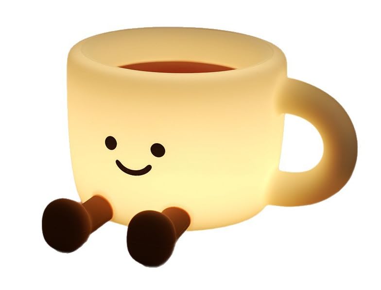 AUAUY Coffee Cup Night Light, 7 Colors Cute Silicone Coffee Cup Nightlights