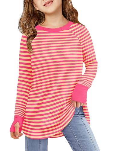 Image of Haloumoning Girls Striped Long Sleeve Shirts 5-14 Years