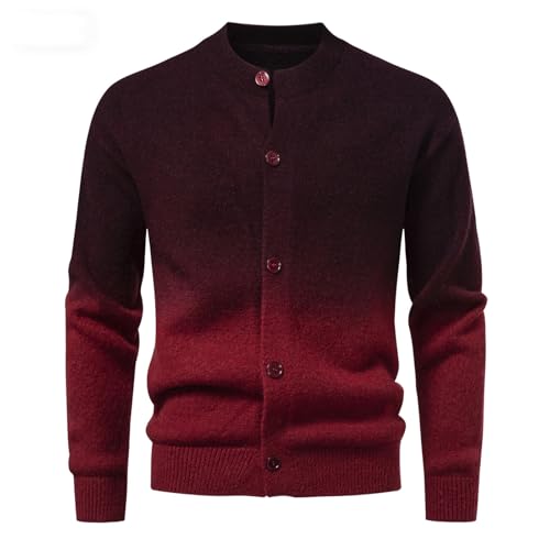 Genérico Suéter cárdigan de Color de Contraste para Hombre suéter térmico Moderno otoño-Invierno Tejido Degradado Prendas de Vestir Exteriores