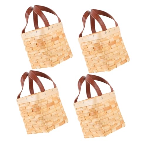 SOLUSTRE Multipurpose Woven Storage Baskets 4pcs Wood Crafted for Flowers Candy Decorative Use