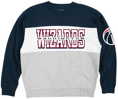 Blue 84 Washington Wizards NBA Officially Licensed Colorblock Crewneck Sweatshirt,Large