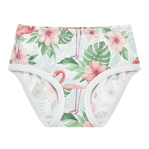 Pink Flamingos Flowers Leaves Toddler Underwear Floral 2t Cotton Panties for Girl Colorful Undies Kids Briefs