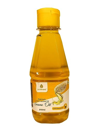 Image of Trivikrama Sesame Oil Bottle, 200 ML (Cheku /Ghani) | 100% Pure & Unrefined | Rich in MUFA & Omega-6 PUFA | Multipurpose Edible Oil | Contains Natural Anti-Oxidants