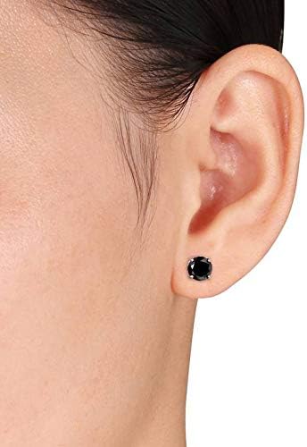 Pompeii 2Ct Treated Black Diamond Studs Earrings In 14K White Gold in Basket Setting - Image 2