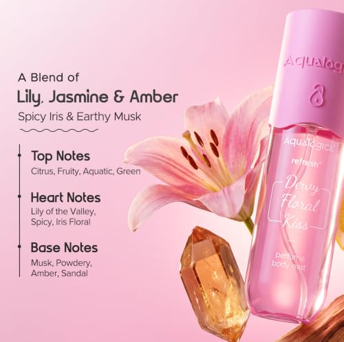 Aqualogica Refresh+ Dewy Floral Kiss Perfume Body Mist with Zemea & Hyaluronic Acid | Long- Lasting Fragrance | Fresh Floral Fragrance | Double Duty Mist for Hair & Body | Non-Irritating & Hydrating | 150 ml - view 6
