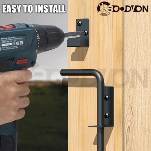 BOODVON 18" Cane Bolt Gate Drop Rod Heavy Duty Gate Hardware, Gate Ground Latch for Wood Metal Vinyl Gates Doors Stopper for Gate Ground, Wrought Iron Gate Latches, Black Finish-1 Pack by BOODVON - Image 4