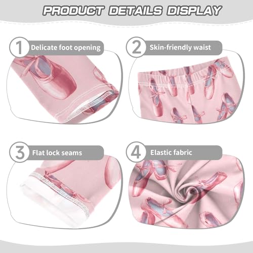 Pink Ballet Shoes Girls Leggings Soft Stretch Workout Yoga Dance Pants for Kids Casual Tights3
