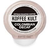 Koffee Kult Premium Decaf Colombia Medium Roast Coffee Single Serve coffee cups in pods for Keurig 2