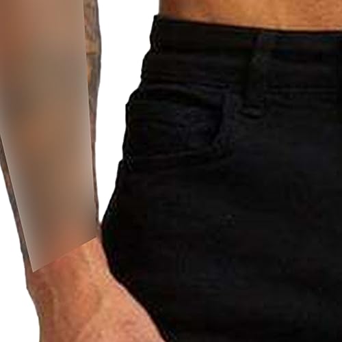 Men's High Waisted Skinny Jeans Ripped Tapered Leg Denim Pants Stretch Slim Fit Men Jean Trousers3